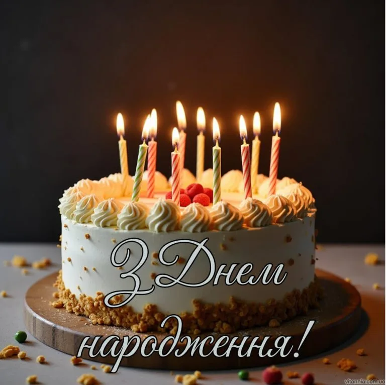 Проста листівка з днем народження та торт