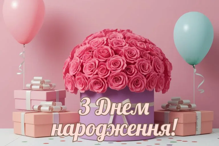 Стильна листівка з днем народження для жінки