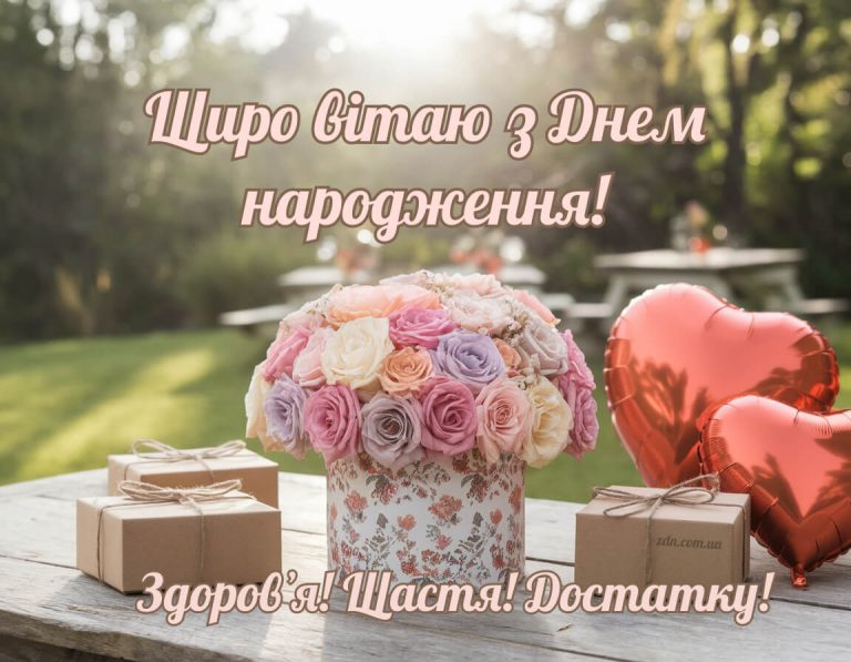 Вітальні листівки з днем народження для жінки. Здоровʼя. Щастя. Достатку