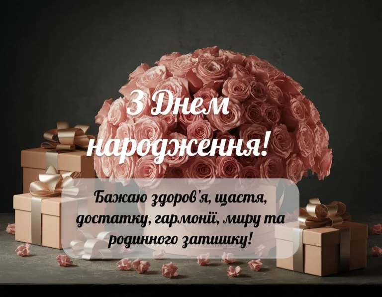 Вишукані листівки з днем народження жінці. Бажаю здоровʼя, щастя, достатку, гармонії, миру та родинного затишку