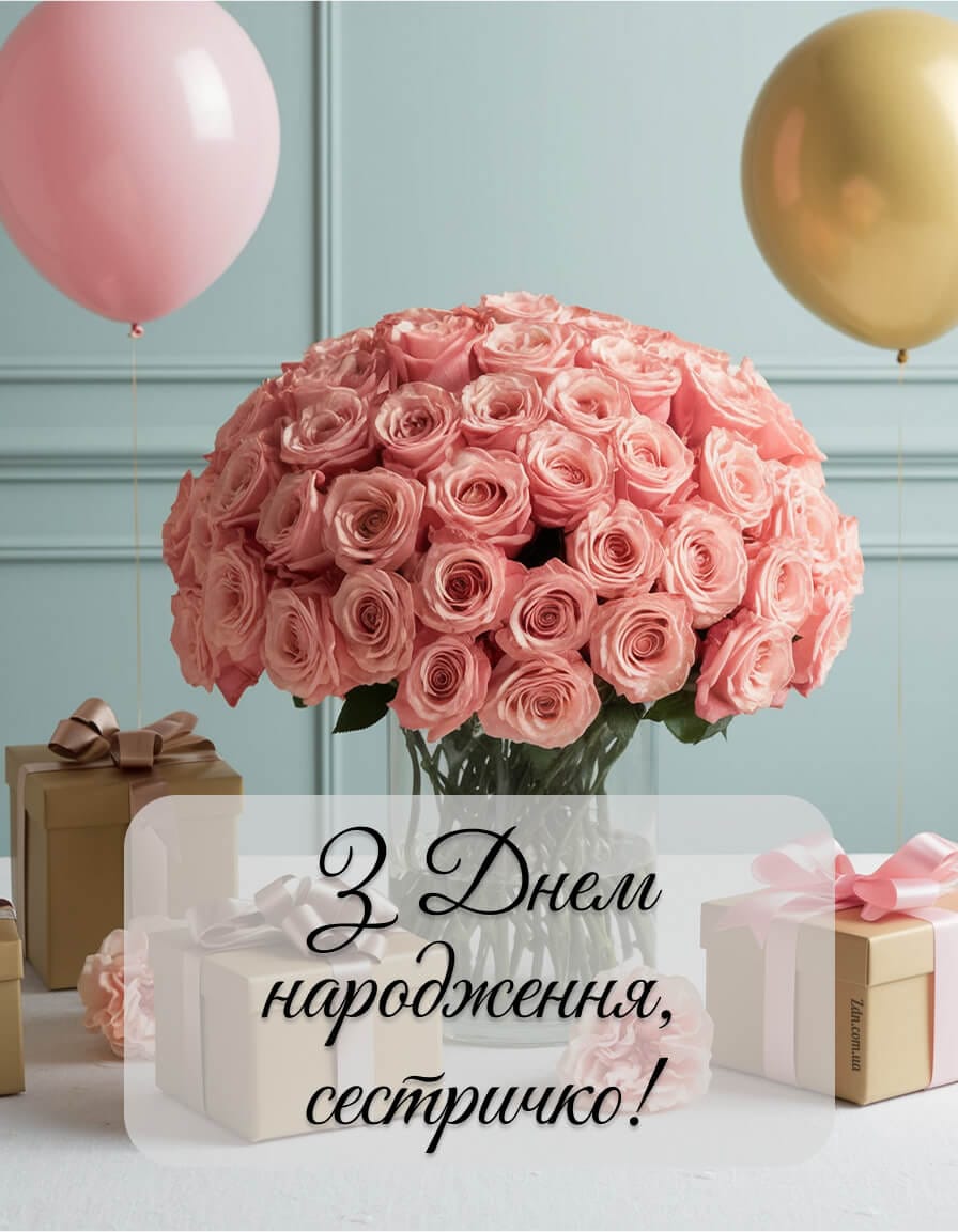 Ніжна листівка з днем народження сестрі 💐