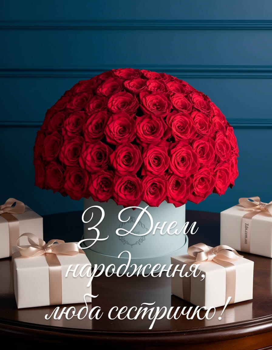 Стильне привітання з днем народження сестрі 🌹