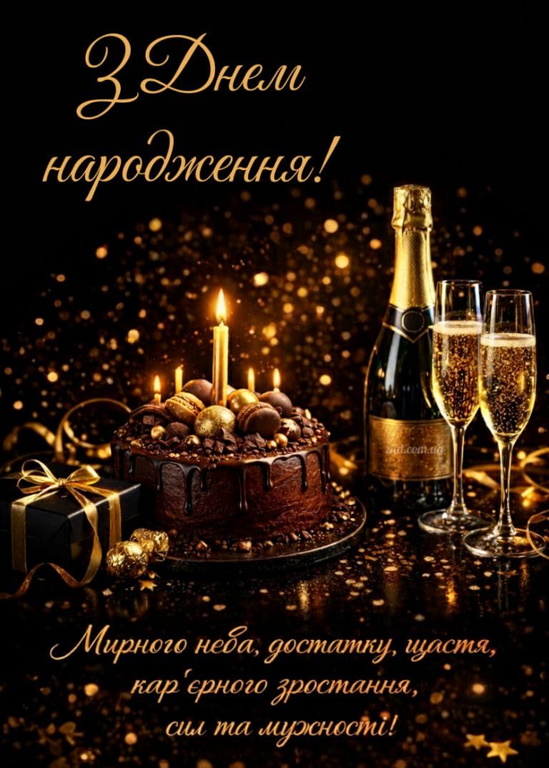 Красива та зворушлива картинка привітання з днем народження для чоловіка українською