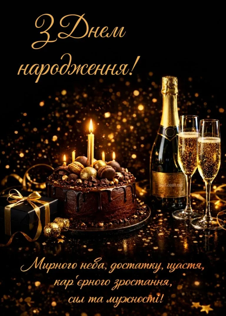 Красива та зворушлива картинка привітання з днем народження для чоловіка українською
